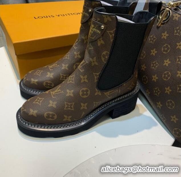 Luxurious Louis Vuitton LV Beaubourg Ankle Boots in Monogram Canvas Brown 103025