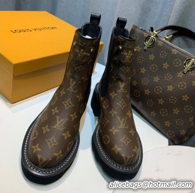 Luxurious Louis Vuitton LV Beaubourg Ankle Boots in Monogram Canvas Brown 103025