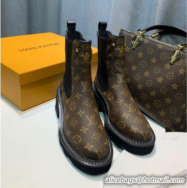 Luxurious Louis Vuitton LV Beaubourg Ankle Boots in Monogram Canvas Brown 103025