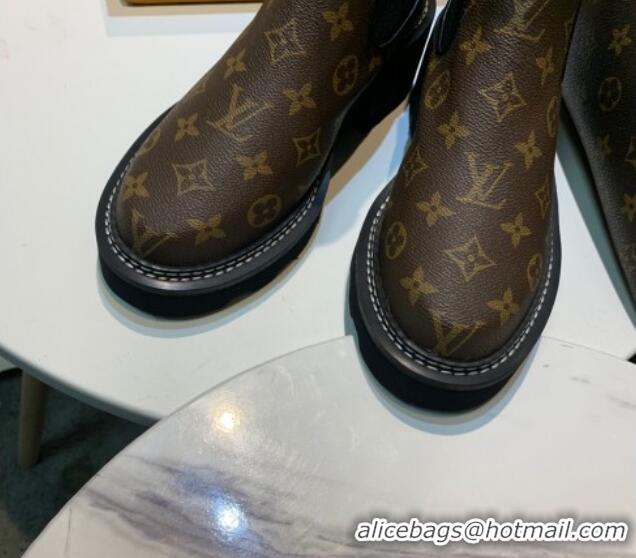 Luxurious Louis Vuitton LV Beaubourg Ankle Boots in Monogram Canvas Brown 103025