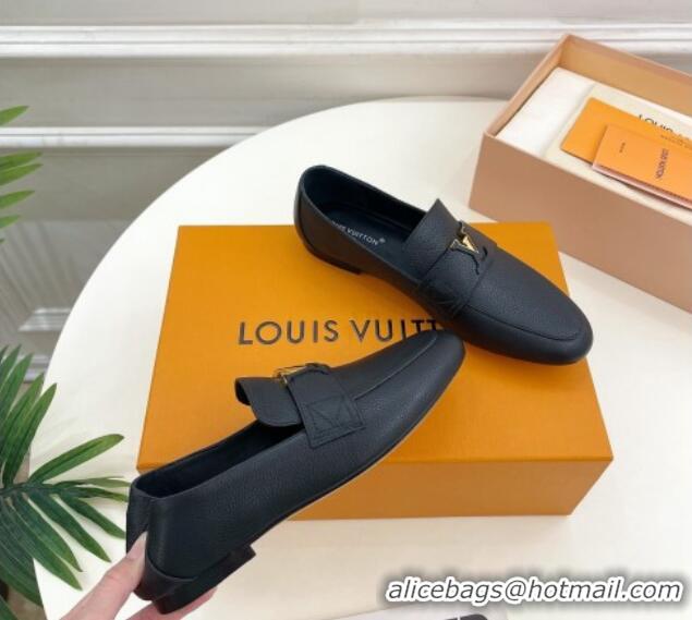 Grade Quality Louis Vuitton LV Capri Loafers in Grained Leather Black 1104001