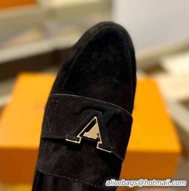 Unique Style Louis Vuitton LV Capri Mules Flat in Suede Black 1104005