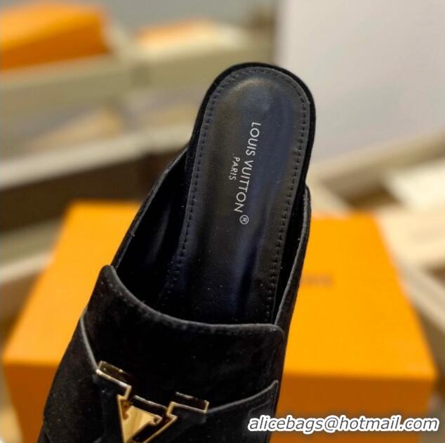 Unique Style Louis Vuitton LV Capri Mules Flat in Suede Black 1104005