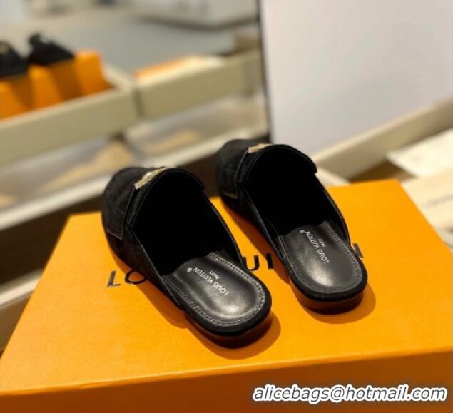 Unique Style Louis Vuitton LV Capri Mules Flat in Suede Black 1104005