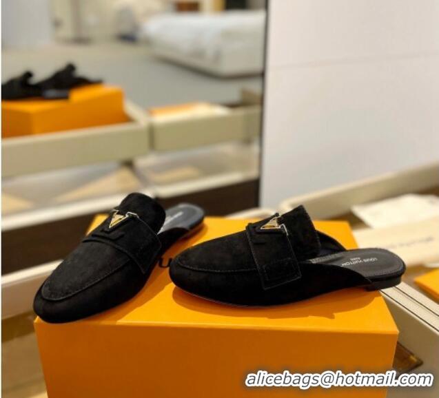 Unique Style Louis Vuitton LV Capri Mules Flat in Suede Black 1104005