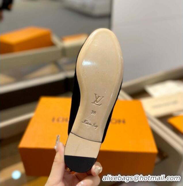 Unique Style Louis Vuitton LV Capri Mules Flat in Suede Black 1104005