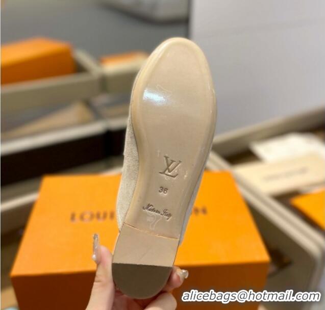 Durable Louis Vuitton LV Capri Mules Flat in Suede White 104006