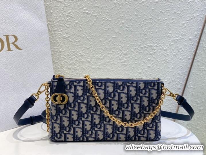 Pretty Style 30 MONTAIGNE DIOR MIDI MINI BAG Blue Dior Oblique Jacquard S2320UTZ