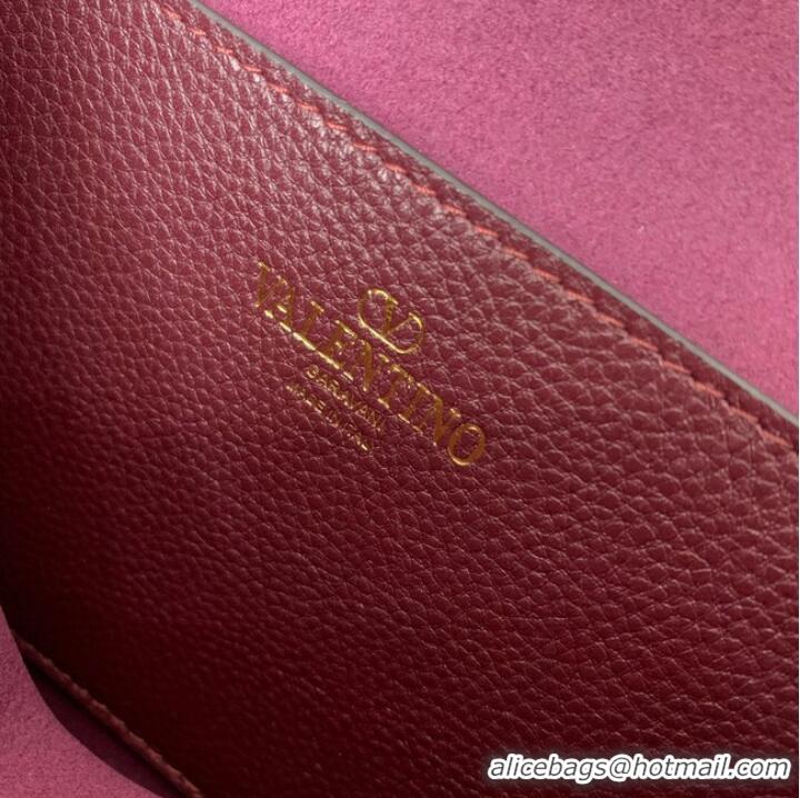 Grade Discount VALENTINO Loco calfskin leather bag B0M98 Wine