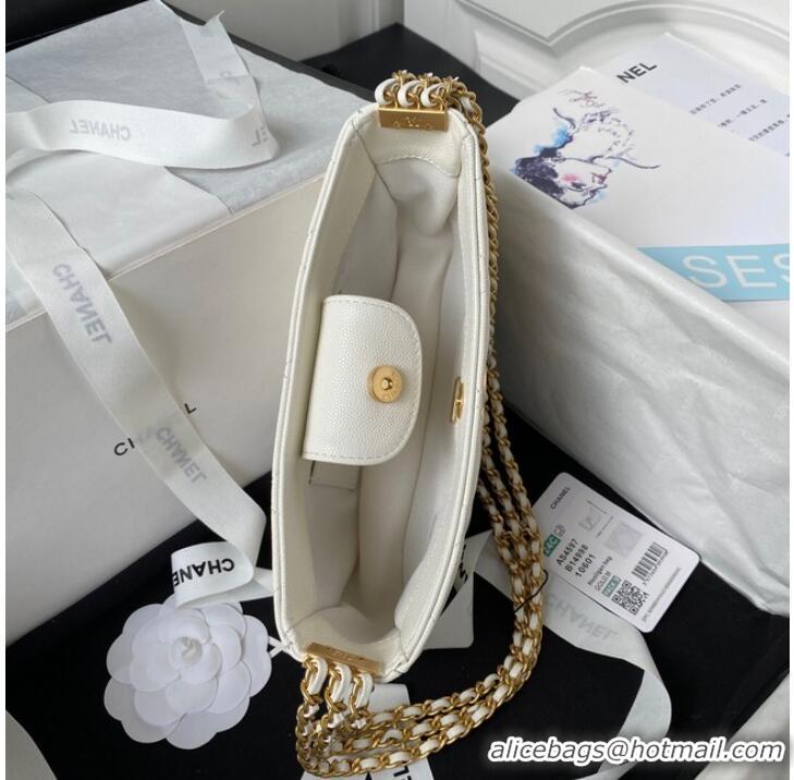 Famous Brand Chanel SMALL HOBO BAG AS4597 White