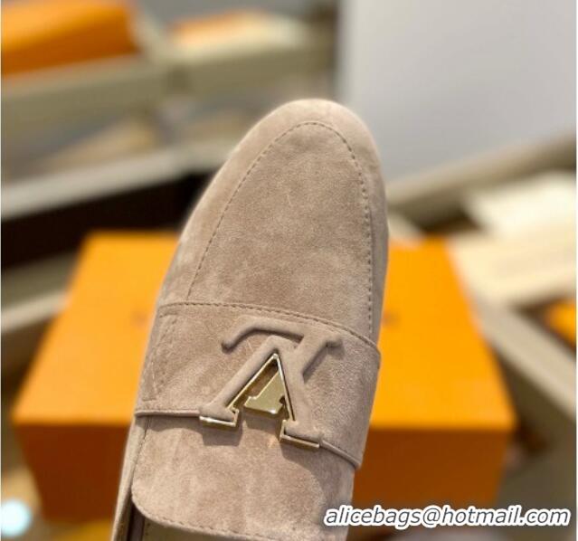 Top Design Louis Vuitton LV Capri Mules Flat in Suede Sand Beige 104007