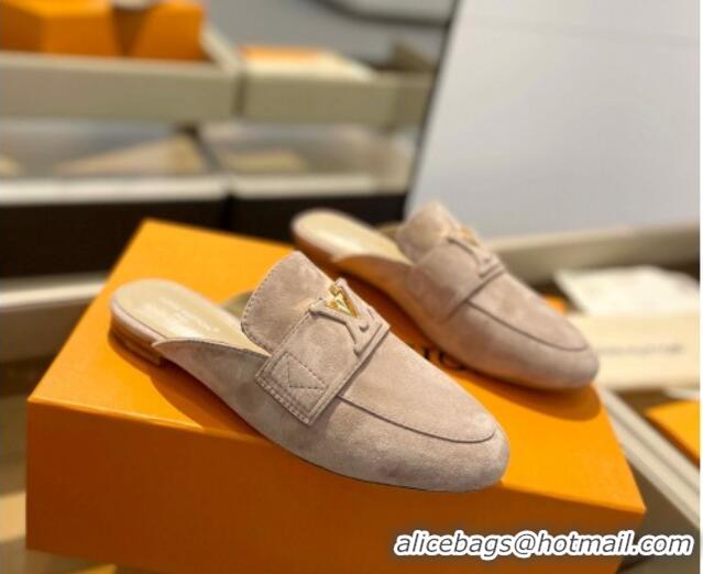 Top Design Louis Vuitton LV Capri Mules Flat in Suede Sand Beige 104007