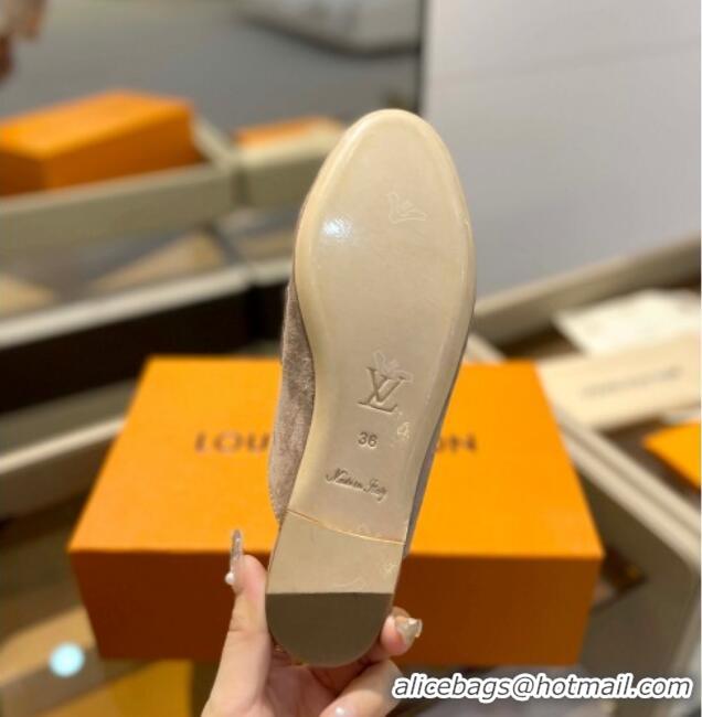 Top Design Louis Vuitton LV Capri Mules Flat in Suede Sand Beige 104007