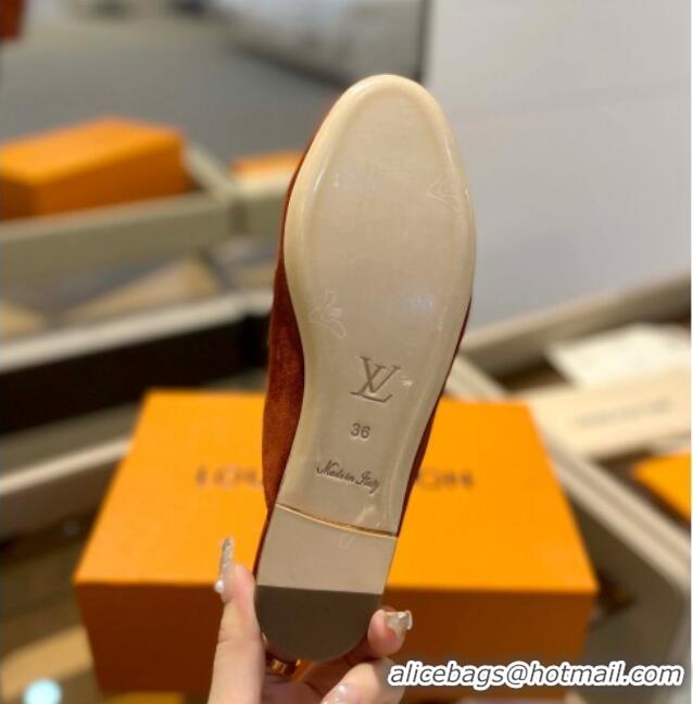 Top Grade Louis Vuitton LV Capri Mules Flat in Suede Dark Brown 104009