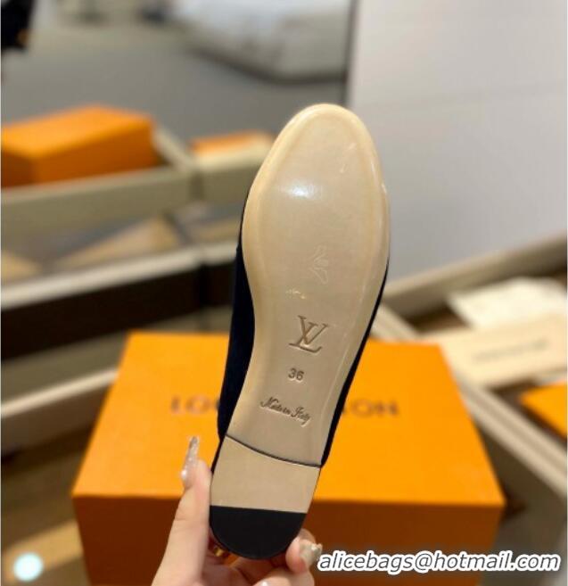 Low Cost Louis Vuitton LV Capri Mules Flat in Suede Dark Blue 1104010