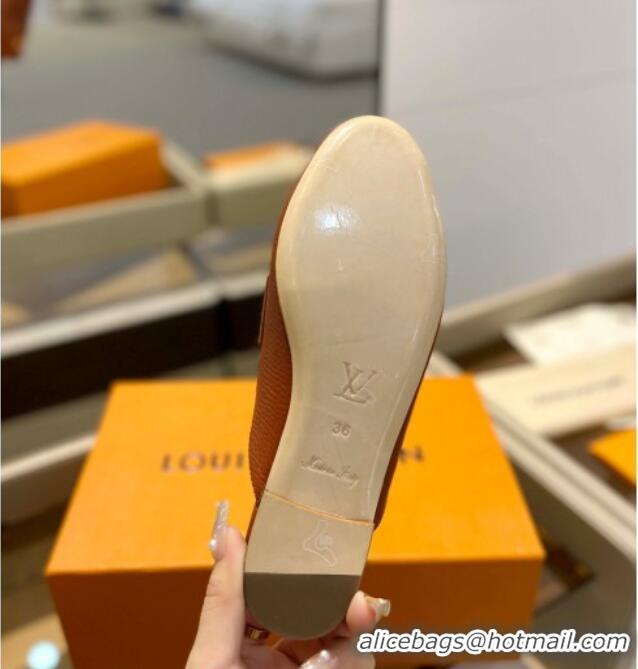 Unique Style Louis Vuitton LV Capri Mules Flat in Grained Leather Brown 104012