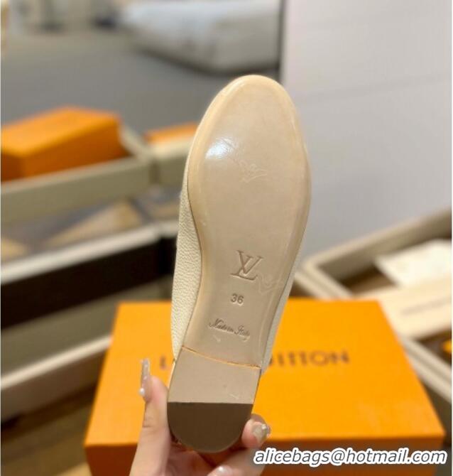 Low Price Louis Vuitton LV Capri Mules Flat in Grained Leather White 1104013