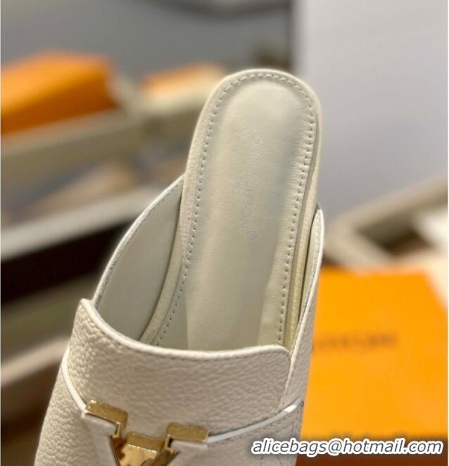 Low Price Louis Vuitton LV Capri Mules Flat in Grained Leather White 1104013