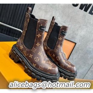 Best Product Louis Vuitton LV Record Ankle Chelsea Boots in Monogram Canvas 104015