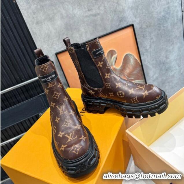 Best Product Louis Vuitton LV Record Ankle Chelsea Boots in Monogram Canvas 104015