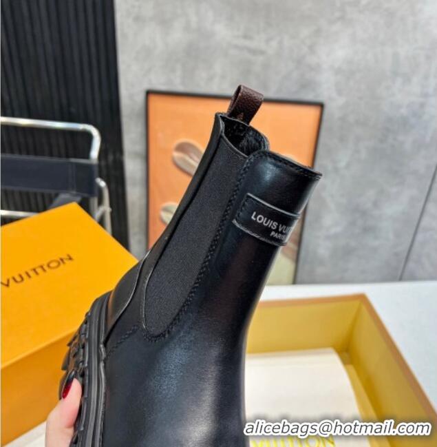 Popular Style Louis Vuitton LV Record Ankle Chelsea Boots in Calf Leather Black 104016