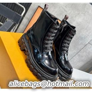 Good Quality Louis VuittonLV Record Ranger Ankle Boots in Shiny Leather Black 1104018