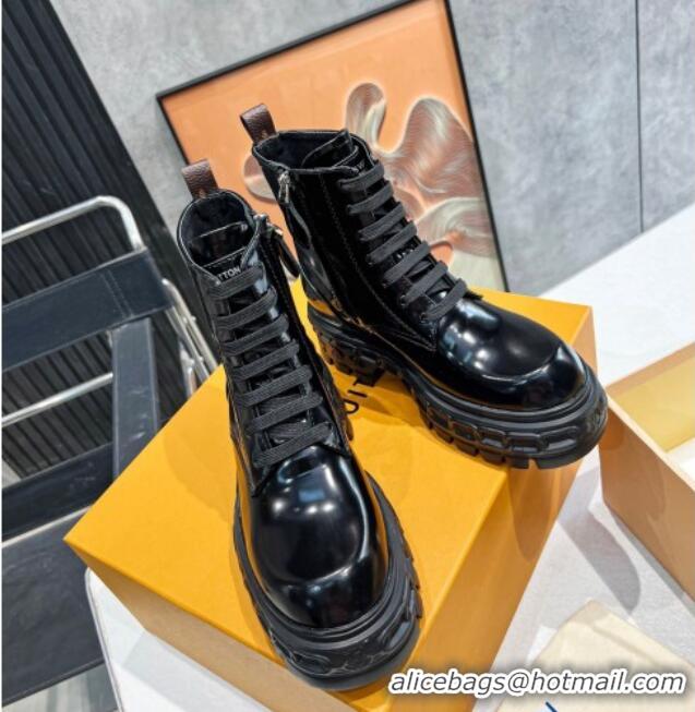 Good Quality Louis VuittonLV Record Ranger Ankle Boots in Shiny Leather Black 1104018