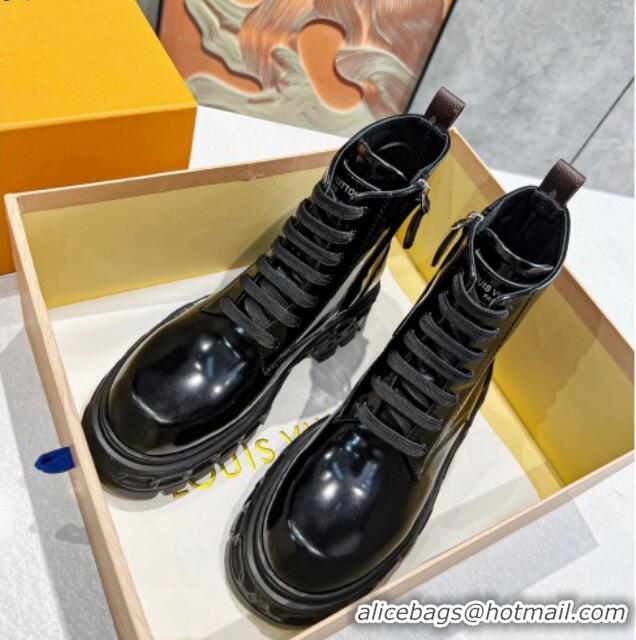 Good Quality Louis VuittonLV Record Ranger Ankle Boots in Shiny Leather Black 1104018