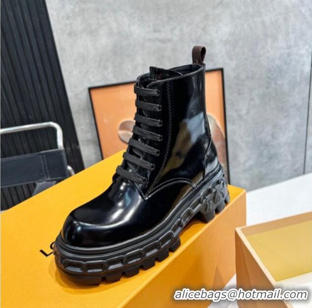 Good Quality Louis VuittonLV Record Ranger Ankle Boots in Shiny Leather Black 1104018