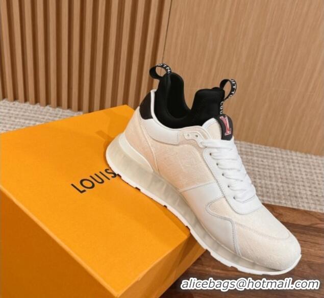 Durable Louis Vuitton Men's Run Away Denim Sneakers White 104020