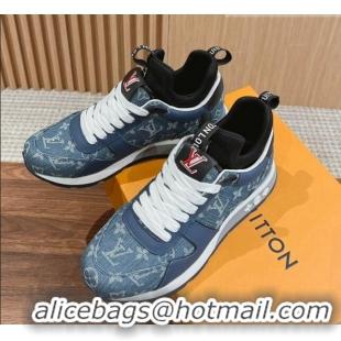 Good Looking Louis Vuitton Men's Run Away Denim Sneakers Blue 104021