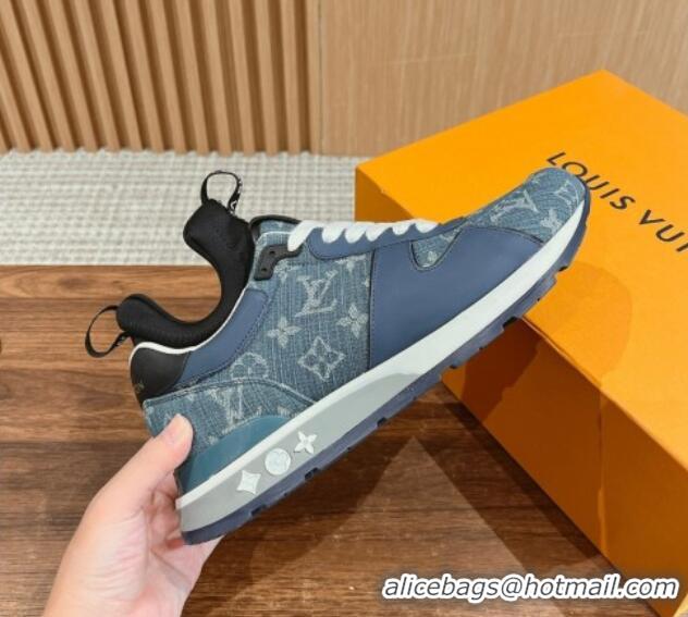 Good Looking Louis Vuitton Men's Run Away Denim Sneakers Blue 104021