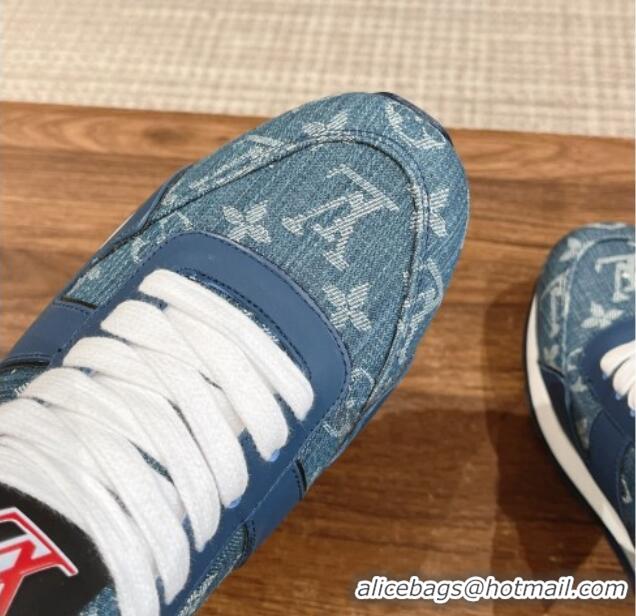 Good Looking Louis Vuitton Men's Run Away Denim Sneakers Blue 104021