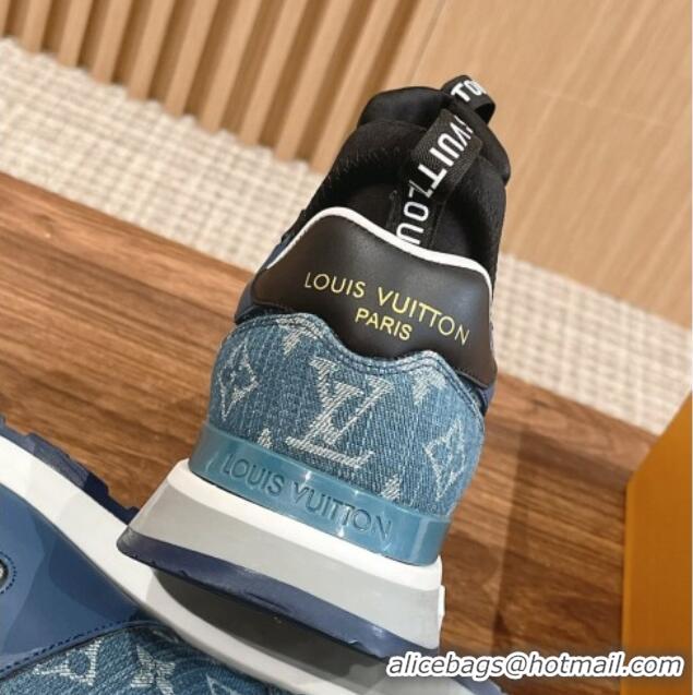 Good Looking Louis Vuitton Men's Run Away Denim Sneakers Blue 104021