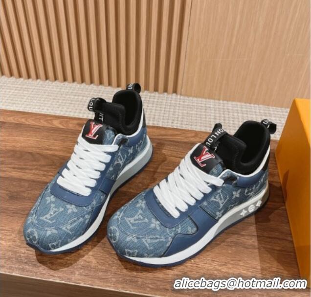 Good Looking Louis Vuitton Men's Run Away Denim Sneakers Blue 104021