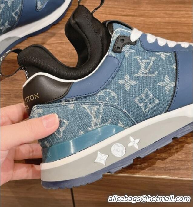 Good Looking Louis Vuitton Men's Run Away Denim Sneakers Blue 104021