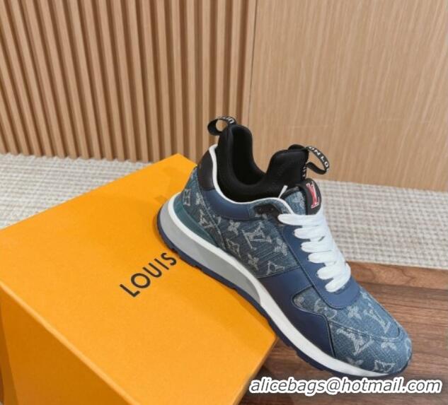 Good Looking Louis Vuitton Men's Run Away Denim Sneakers Blue 104021