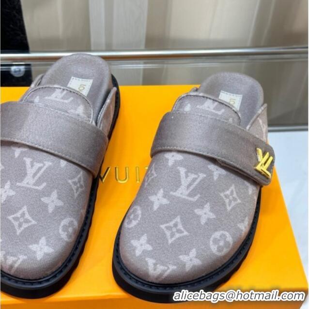 Sumptuous Louis Vuitton LV Cosy Flat Comfort Clog Mules in Monogram Wool Grey 106067