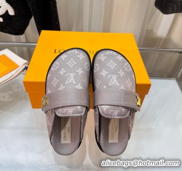 Sumptuous Louis Vuitton LV Cosy Flat Comfort Clog Mules in Monogram Wool Grey 106067