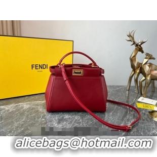 Promotional Fendi Peekaboo Mini Bag in Lambskin Leather FE244 Burgundy 2023