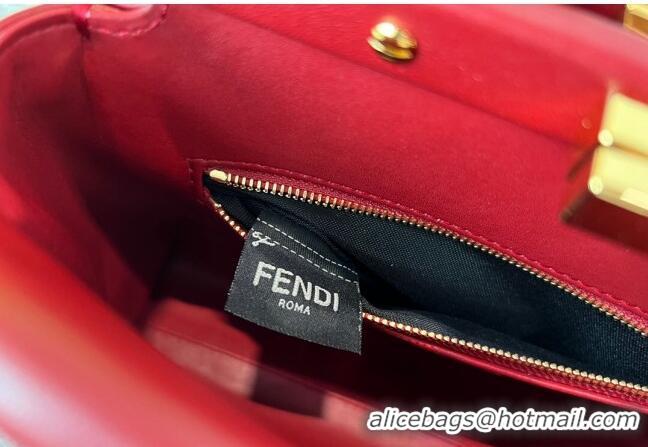 Promotional Fendi Peekaboo Mini Bag in Lambskin Leather FE244 Burgundy 2023