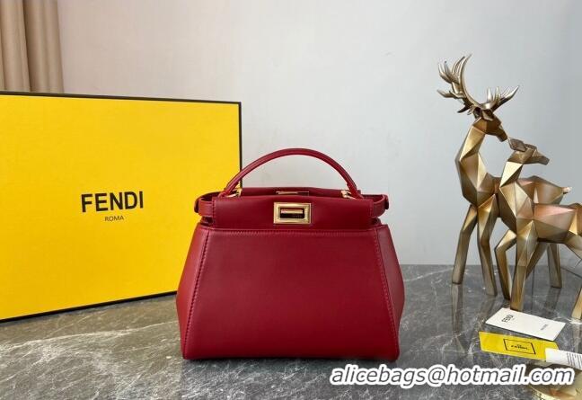 Promotional Fendi Peekaboo Mini Bag in Lambskin Leather FE244 Burgundy 2023