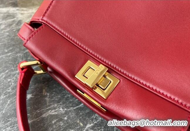 Promotional Fendi Peekaboo Mini Bag in Lambskin Leather FE244 Burgundy 2023