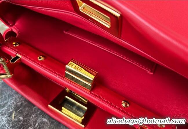 Buy Discount Fendi Peekaboo Mini Bag in Lambskin Leather FE244 Red 2023