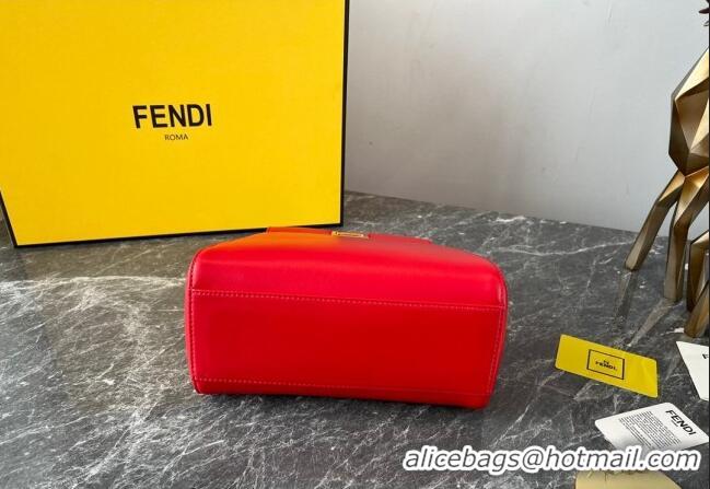 Buy Discount Fendi Peekaboo Mini Bag in Lambskin Leather FE244 Red 2023