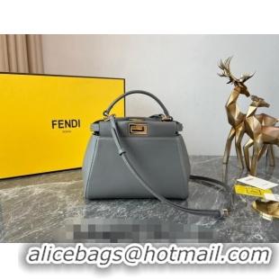 Top Quality Fendi Peekaboo Mini Bag in Lambskin Leather FE244 Grey 2023