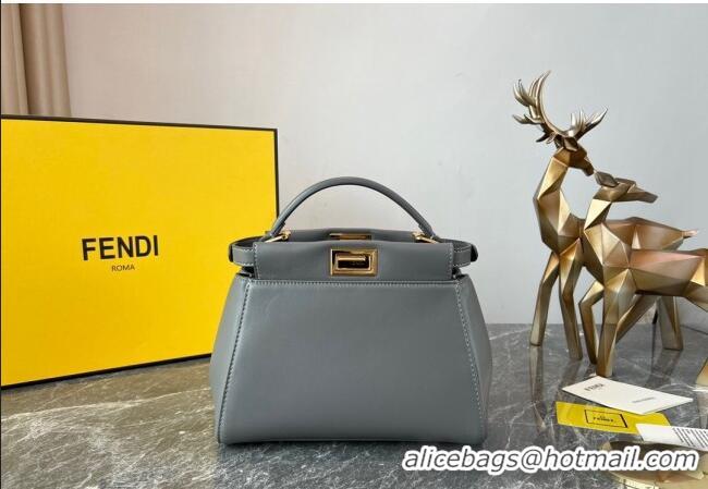 Top Quality Fendi Peekaboo Mini Bag in Lambskin Leather FE244 Grey 2023