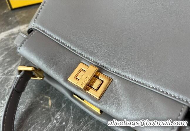 Top Quality Fendi Peekaboo Mini Bag in Lambskin Leather FE244 Grey 2023