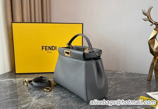 Top Quality Fendi Peekaboo Mini Bag in Lambskin Leather FE244 Grey 2023