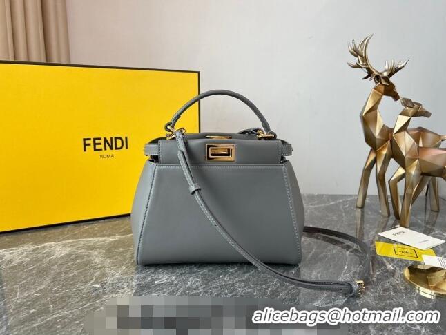 Top Quality Fendi Peekaboo Mini Bag in Lambskin Leather FE244 Grey 2023